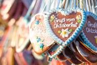 Gingerbread hearts at the Oktoberfest in Munich.