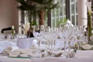 A beutifully set table in the Palmenhaus in Munich