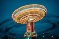 A carousel at night at the Oktoberfest in Munich.