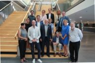 Participants in front of a stair in Munich.