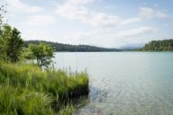 View of the Osterseen lakes in the south of Munich. In the background the foothills of the Alps.