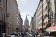 The view through Landwehrstrasse to St Paul's Church