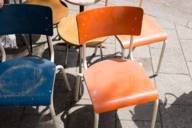 Chairs at the flea market in the district Haidhausen in Munich.