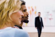 A couple together in an exhibition at the Museum Brandhorst in Munich