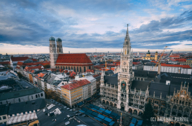 View from St. Peter to the Marienplatz and the Frauenkirche in Munich.