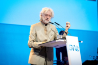Bob Geldorf speaks at the One Young World Summit 2021 in Munich.