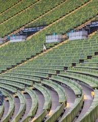 A woman in the Olympic Stadium in Munich
