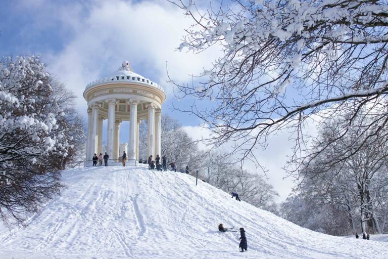 The Monopteros in the English Garden in Winter in Munich