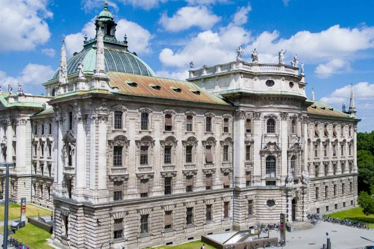 The Justizpalast or Palace of Justice in Munich photographed from above with a drone.