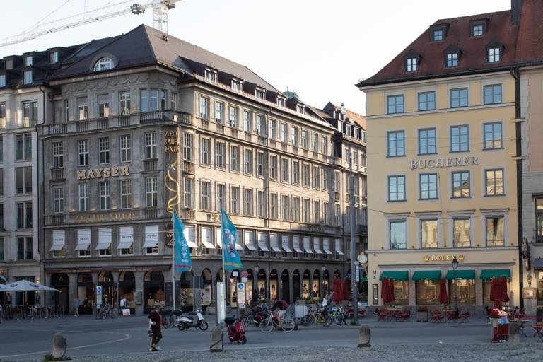 Two historic buildings stand side by side in Residenzstraße