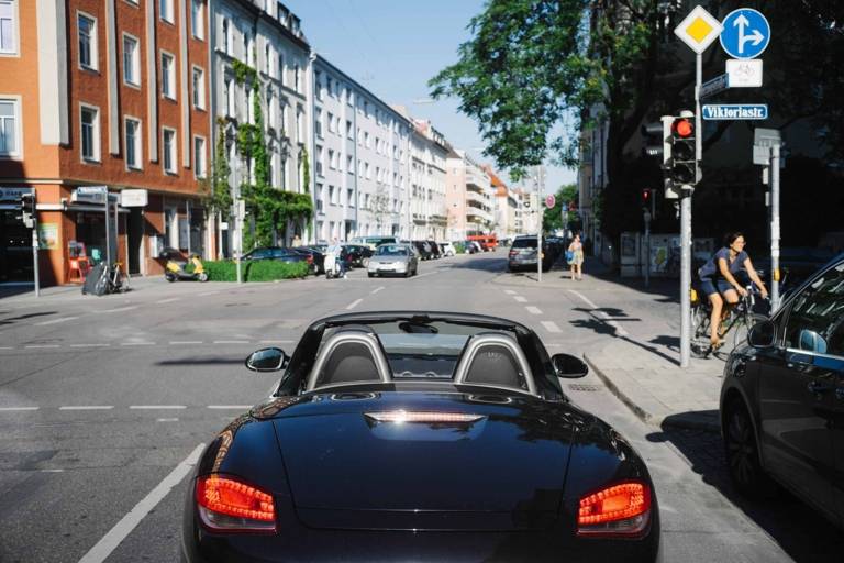 A sports car in Munich's district of Schwabing.