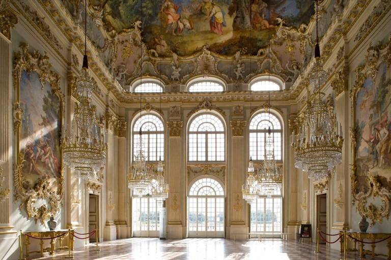 The light-flooded Steinerner Saal (Stone Hall) at Schloss Nymphenburg in Munich