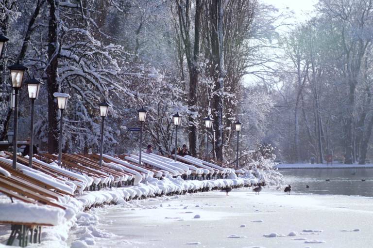 The Seehaus at the English Garden in Winter in Munich