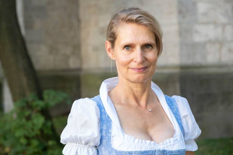 Carolin Engelhardt, the founder and creative director of "Münchner Dirndl" Manufaktur.