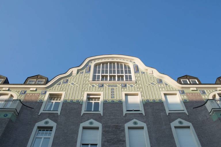 Facade of a building in the district Schwabing in Munich.