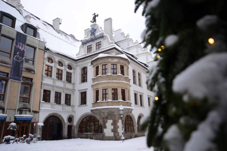 Hofbräuhaus in winter time with snow